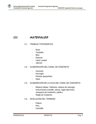 Rectangular Informe Informe final del canal rectangular ii | DOCX