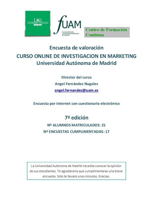 Informe Final Encuesta Curso Online Investigacion En Marketing 7ª Ed