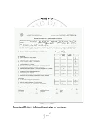 105
Anexo N° 21
Encuesta del Ministerio de Educación realizada a los estudiantes.
 
