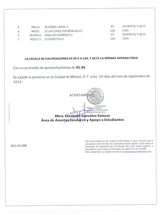 Informe general de calificaciones.
