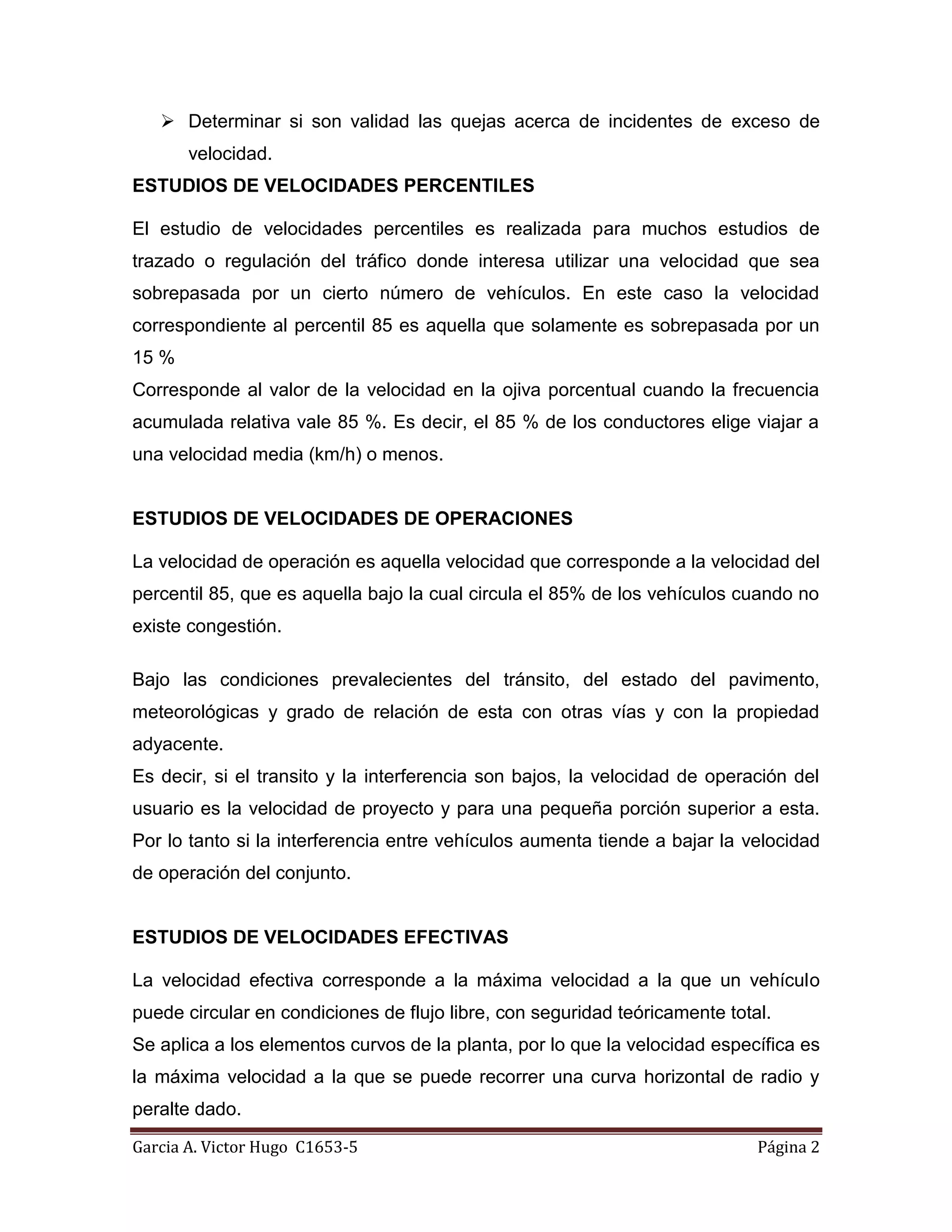 ESTUDIOS DE VELOCIDADES EN CARRETERAS