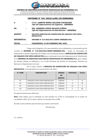 EMPRESA DE SERVICIOS ELECTRICOS MUNICIPALES DE PARAMONGA S.A.
Constituida el 24 de agosto de 1992 y con Contrato de Conces...