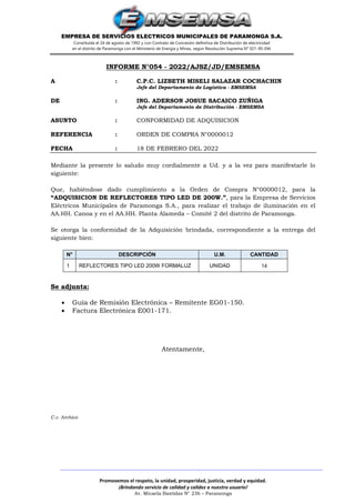 EMPRESA DE SERVICIOS ELECTRICOS MUNICIPALES DE PARAMONGA S.A.
Constituida el 24 de agosto de 1992 y con Contrato de Conces...