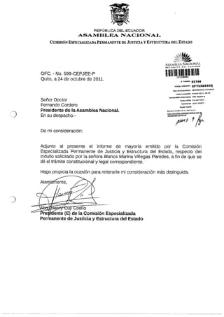 Informe Indulto solicitado por Blanca Mariana Villegas Paredes