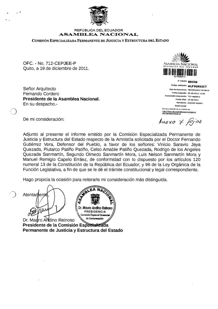 Informe Solicitud de Amnistía solicitada por la Defensoría 