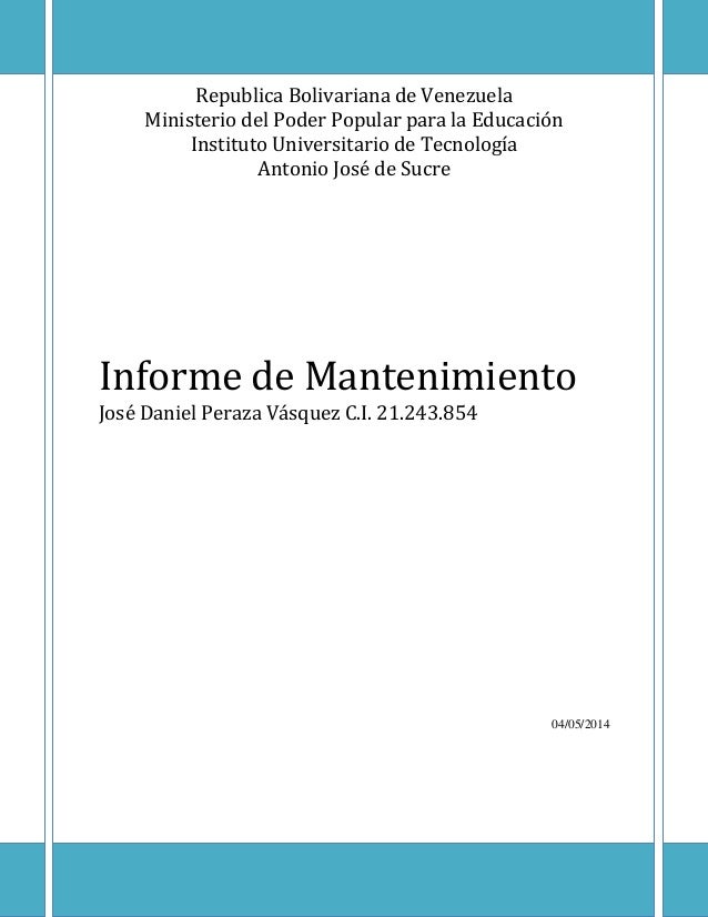 Informe Mantenimiento Mecanico