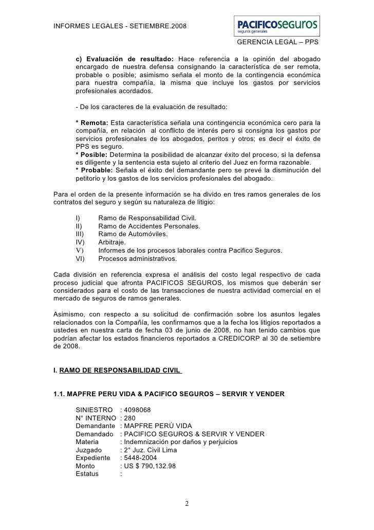 Pacifico seguros informe legal