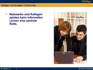 Kollegen und Gruppen: Community Netzwerke und Kollegen spielen beim informellen Lernen eine zentrale Rolle. 