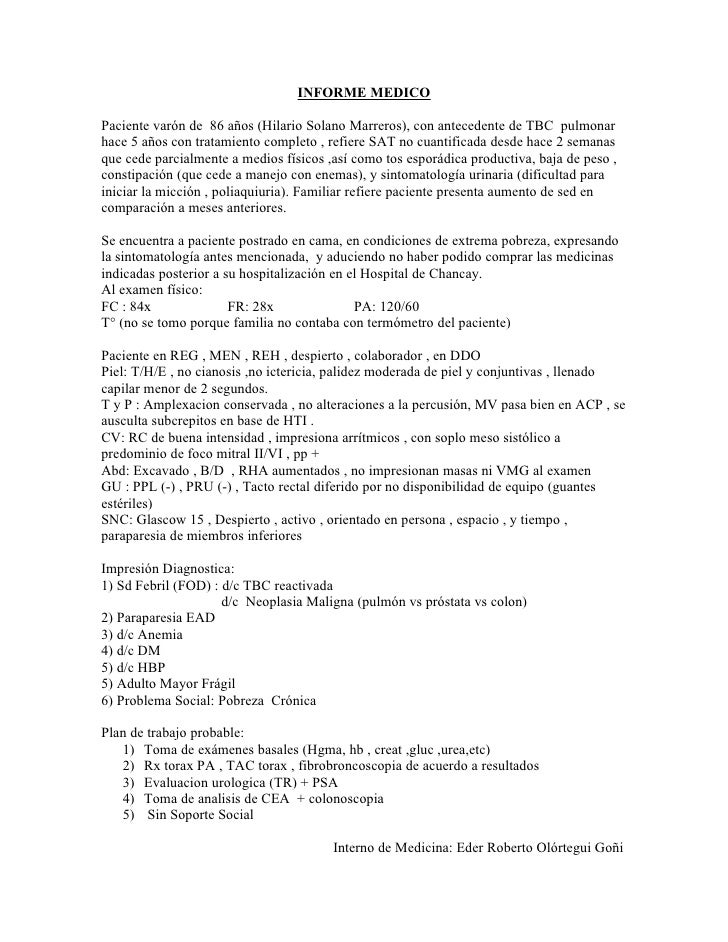 Informe Medico Casos Social Informe Medico Casos Social