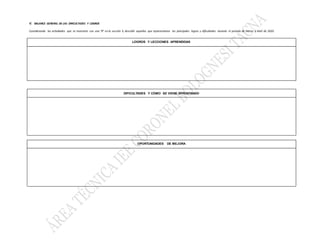 V. BALANCE GENERAL DE LAS DIFICULTADES Y LOGROS
Considerando las actividades que se marcaron con una “X” en la sección II, describir aquellas que representaron los principales logros y dificultades durante el periodo de Marzo y Abril de 2020.
 