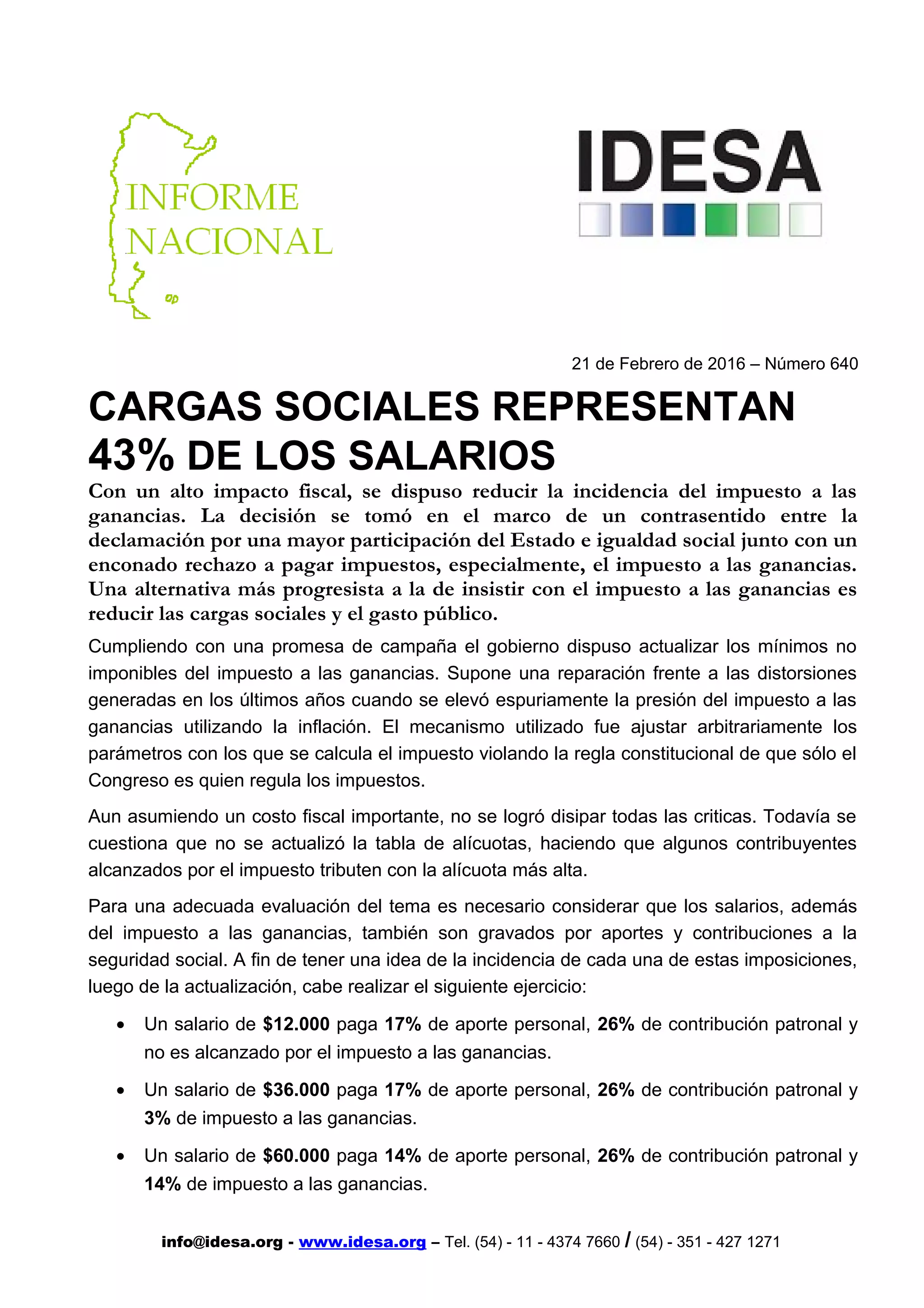 Cargas sociales representan 43 de los salarios PDF