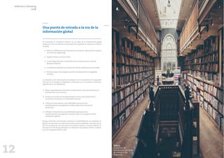 12 13
Una puerta de entrada a la era de la
información global
El e-learning se encuentra inmerso en la edad de la información global
(Alahmed, 2015). La edad de la información ha supuesto un cambio en muchos
sentidos:
• Reduce la diferencia entre los países con renta per cápita alta y los países
con renta per cápita baja.
• Implica incluir y a la vez excluir.
• La tecnología permite el desarrollo como un proceso por el que las
personas mejoran
• su bienestar mediante la creación de nuevas condiciones estructurales.
• Permite situar la tecnología al servicio del desarrollo de la dignidad
humana.
La educación está directamente vinculada con el incremento de la dignidad.
Vincular la tecnología, la dignidad, la educación y el crecimiento económico
significa dar a los estudiantes:
• Mayor capacidad para introducir la información y los conocimientos en
la producción y los servicios.
• Activar un circuito de retroalimentación mucho más eficaz entre el
crecimiento económico y el desarrollo humano.
• Utilizar el conocimiento y las habilidades para promover
transformaciones que generen cambios reales en el sistema de
producción.
• Utilizar el conocimiento y las habilidades para promover
transformaciones que generen cambios reales en la propia era de la
información global.
El logro educativo más elevado aumenta la probabilidad de ser empleado. El
84% de las personas con educación terciaria están empleadas, mientras que el
75% de las personas con educación secundaria superior o postsecundaria no
terciaria y el 57% de las personas con educación secundaria inferior cuentan
con una ocupación (OECD, 2018).
Informe e-learning
2018
Foto 3.
El nombre de
estudiantes con título
de Máster se ha
disparado
 