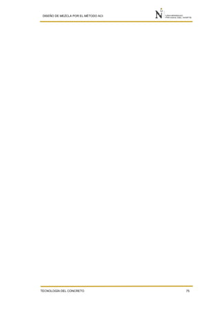 DISEÑO DE MEZCLA POR EL MÉTODO ACI
TECNOLOGÍA DEL CONCRETO 75
 