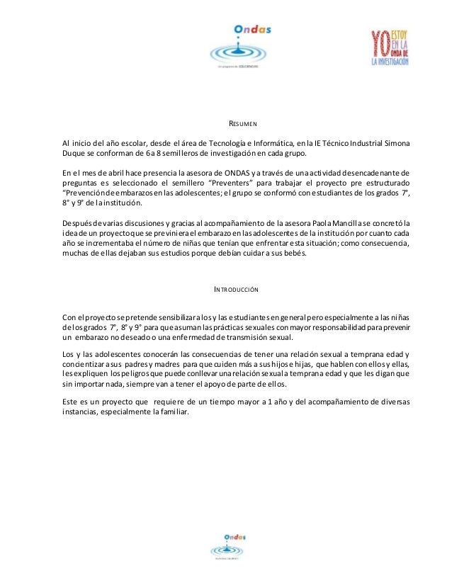 Informe Ondas Embarazo En Adolescentes