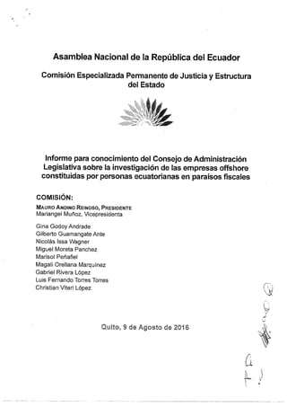 Informe para conocimiento del CAL sobre la investigación de las empresas offshore constituidas por personas ecuatorianas e...