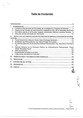 Informe para conocimiento del CAL sobre la investigación de las empresas offshore constituidas por personas ecuatorianas e...