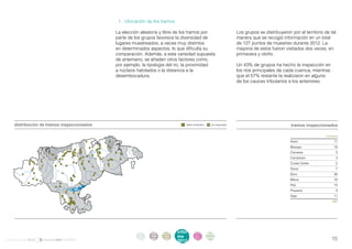 . 1 . Ubicación de los tramos

                                            La elección aleatoria y libre de los tramos por                          Los grupos se distribuyeron por el territorio de tal
                                            parte de los grupos favorece la diversidad de                            manera que se recogió información en un total
                                            lugares muestreados, a veces muy distintos                               de 127 puntos de muestreo durante 2012. La
                                            en determinados aspectos, lo que dificulta su                            mayoría de estos fueron visitados dos veces, en
                                            comparación. Además, a esta variedad supuesta                            primavera y otoño.
                                            de antemano, se añaden otros factores como,
                                            por ejemplo, la tipología del río, la proximidad                         Un 43% de grupos ha hecho la inspección en
                                            a núcleos habitados o la distancia a la                                  los ríos principales de cada cuenca, mientras
                                            desembocadura.                                                           que el 57% restante la realizaron en alguno
                                                                                                                     de los cauces tributarios a los anteriores.




    distribución de tramos inspeccionados                                         datos recibidos    sin respuesta                               tramos inspeccionados

                                                                                                                                                 	                  número
                                                                                                                                                 Asón	11
                                                                                                                                                 Besaya	18
                                                                                                                                                 Camesa	5
                                                                                                                                                 Campiazo	3
                                                                                                                                                 Costa Oeste	            2
                                                                                                                                                 Deva	7
                                                                                                                                                 Ebro	36
                                                                                                                                                 Miera	16
                                                                                                                                                 Pas	14
                                                                                                                                                 Pisueña	4
                                                                                                                                                 Saja	11
                                                                                                                                                 	                     127




                                                       intro   acti   parti   infor      infor      ane
                                                        duc    vida   cipa    me         me
                                                                                                    xos
informe anual 2012                                     ción    des    ción
                                                                              2012
                                                                                         2012                                                                         15
 