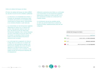 . Índice de calidad del bosque de ribera

       . El índice de calidad del bosque de ribera (QRISI)       . Utilizando la estructura de la ribera, su continuidad
         se calcula en función de tres variables cualitativas:     y la conectividad con las formaciones vegetales
                                                                   adyacentes se elabora un índice sencillo, con el
          . . La estructura y la complejidad de la ribera, o       que caracterizar el estado de conservación de
              su grado de naturalidad, puntuándose hasta           nuestras riberas.
              un máximo de 6 puntos si el ecosistema está
              conformado por bosque denso, reduciéndose          . La combinación de las tres variables aporta
              si son árboles alineados o suelo desnudo.            un valor que permite determinar el estado del
                                                                   bosque de ribera, estableciéndose para ello tres
          . . La conectividad con las formaciones vegetales        categorías.
              adyacentes se valora con un máximo de 4
              puntos. Este apartado valora el hecho de
              que, más allá de la zona de ribera haya
              formaciones vegetales, más o menos naturales                                                                 calidad del bosque de ribera
              que den continuidad a la zona de ribera. Por
              el contrario, se penaliza el hecho de que                                                                    valor	significado
              exista una discontinuidad producida por
              intervenciones humanas.                                                                                      9 a 12	               estado óptimo, está bien conservado


          . . La continuidad de la vegetación de ribera a                                                                  5 a 8	                                alteración importante
              lo largo del río se valora con un máximo de
              2 puntos. En este apartado se detalla si las                                                                 1 a 4	             dificil recuperación, está muy degradado
              formaciones vegetales de la zona de ribera
              aparecen a lo largo de todo el tramo de
              manera continuada o, por el contrario, si hay
              lugares donde las formaciones ribereñas del
              río desaparecen.




                                                                      intro   acti   parti   infor    infor   ane
                                                                       duc    vida   cipa    me       me
                                                                                                              xos
informe anual 2012                                                    ción    des    ción
                                                                                             2012
                                                                                                      2012                                                                        26
 