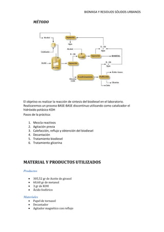 Obtención de Biodiesel
