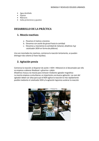 Obtención de Biodiesel