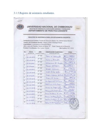 3.1.5.Registro de asistencia estudiantes.
 