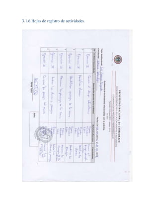 3.1.6.Hojas de registro de actividades.
 