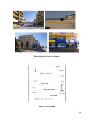 25 
Lugares cercanos a la escuela. 
Plano de la escuela. 
 