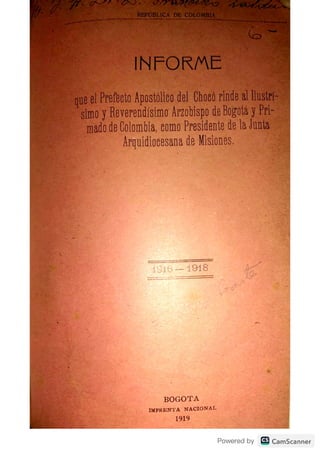 informe Prefectura Apostólica del Chocó 1915-1918