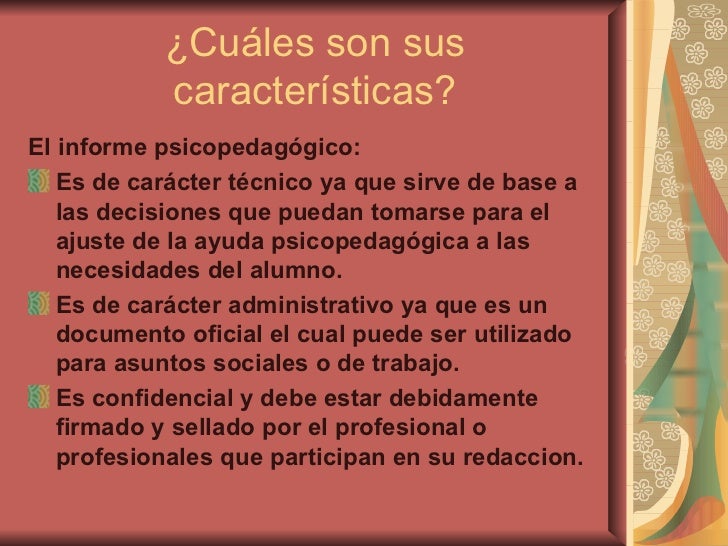 Informe Psicopedagogico