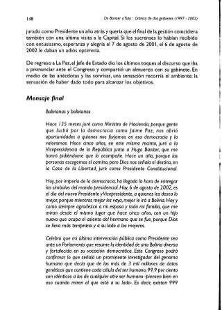 Informe Presidencial Tuto Quiroga 2001-2002