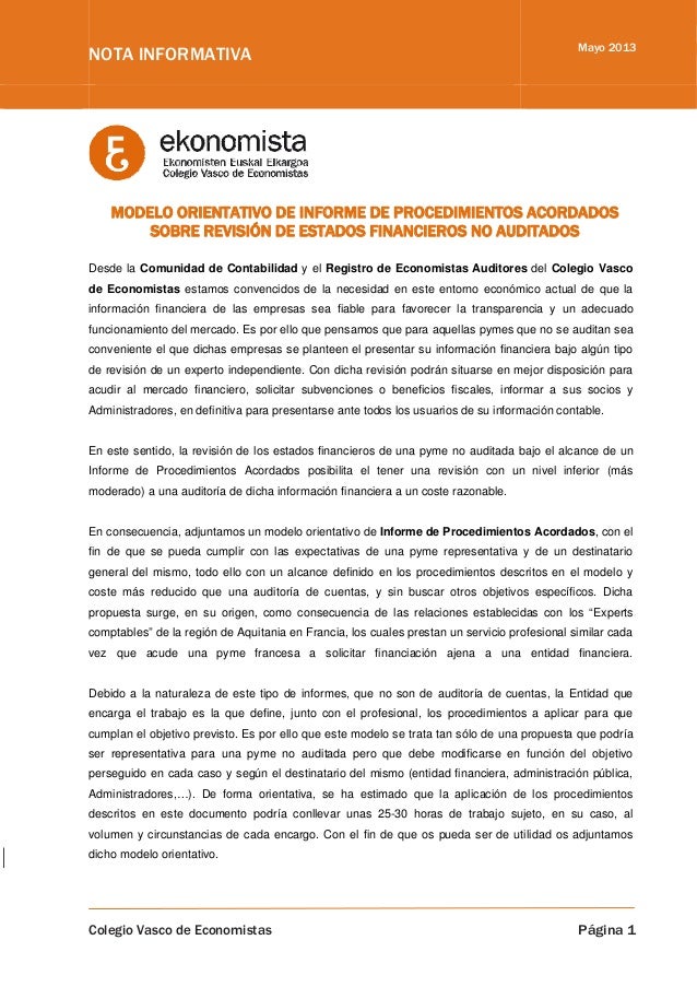 Informe procedimientos acordados