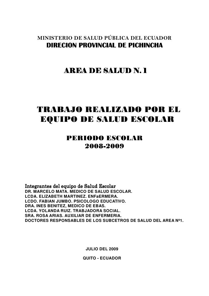 La salud escolar en Quito-Ecuador