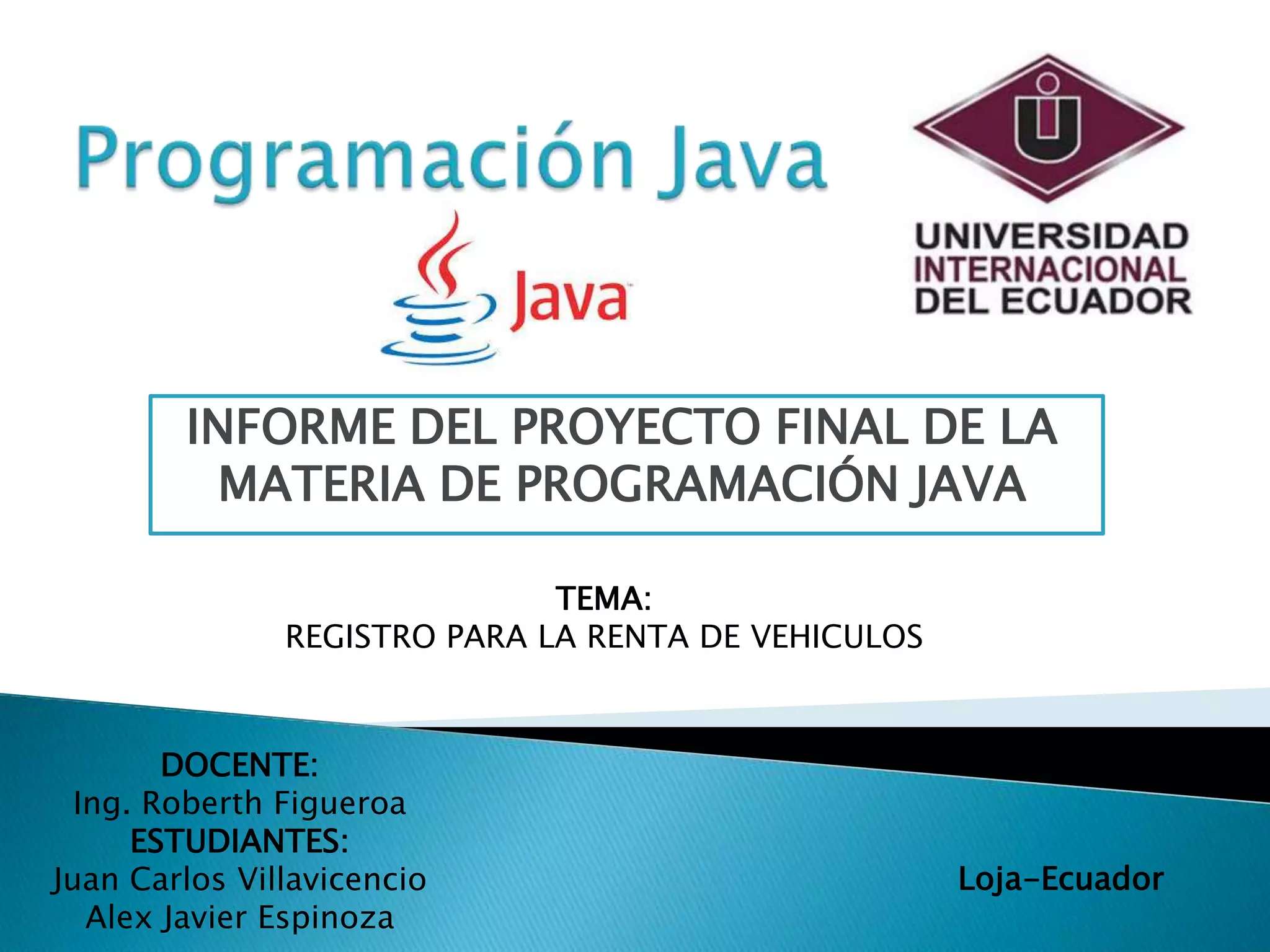 Registro en una página web para la renta de vehículos hecho en java. | PPT
