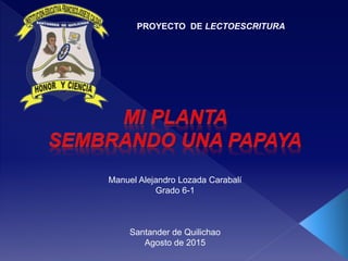 PROYECTO DE LECTOESCRITURA
Manuel Alejandro Lozada Carabalí
Grado 6-1
Santander de Quilichao
Agosto de 2015
 