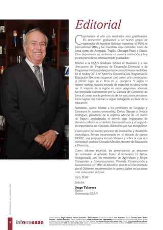 C
oncluimos el año con resultados muy gratificantes.
En noviembre graduamos a un nuevo grupo de
egresados de nuestras dist...