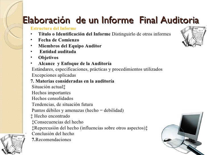 Informes de auditoría de los sistemas computacionales