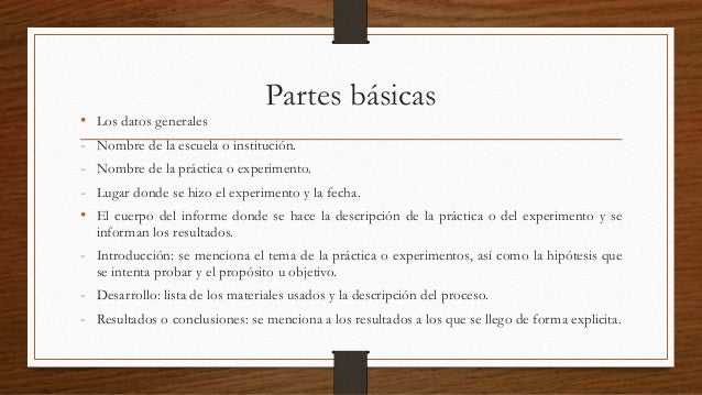 Informes de experimentos