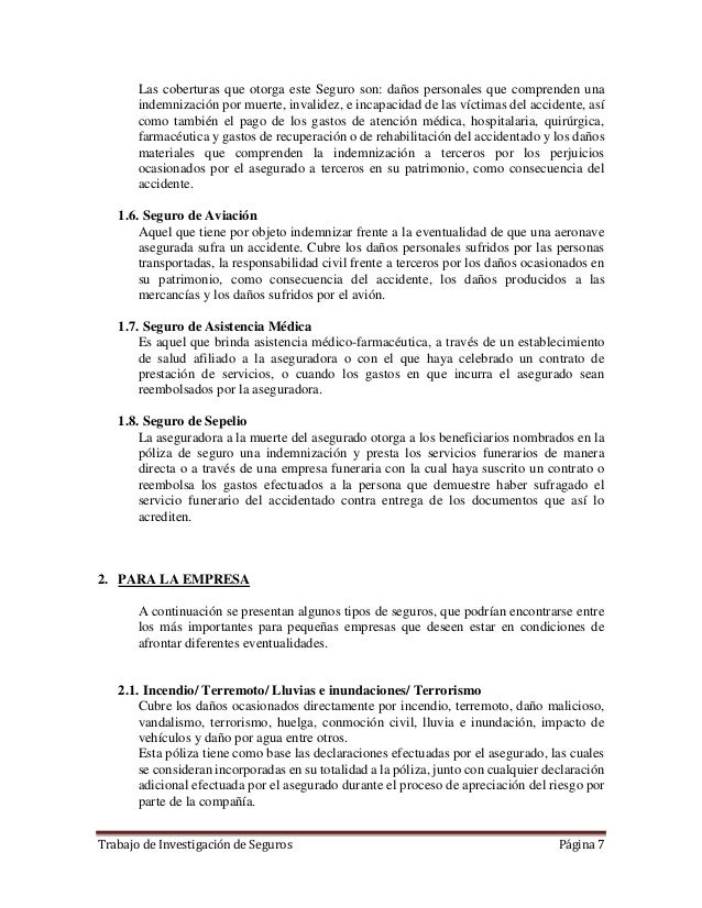 Informe seguros gerencia de riesgos