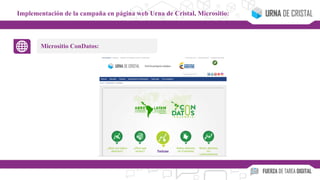 Micrositio ConDatos:
Implementación de la campaña en página web Urna de Cristal, Micrositio:
 