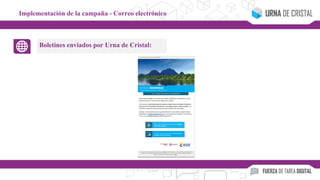 Implementación de la campaña - Correo electrónico
Boletines enviados por Urna de Cristal:
 