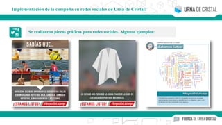 Se realizaron piezas gráficas para redes sociales. Algunos ejemplos:
Implementación de la campaña en redes sociales de Urna de Cristal:
 