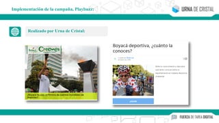 Realizado por Urna de Cristal:
Implementación de la campaña, Playbuzz:
 