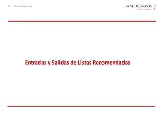 10 Informe Semanal
Entradas y Salidas de Listas Recomendadas
 