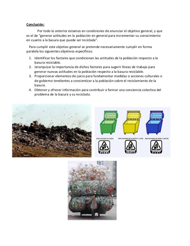 Informe sobre el problema ambiental de la basura