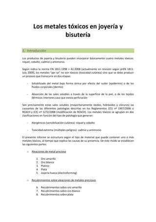 Metales en joyas y bisutería