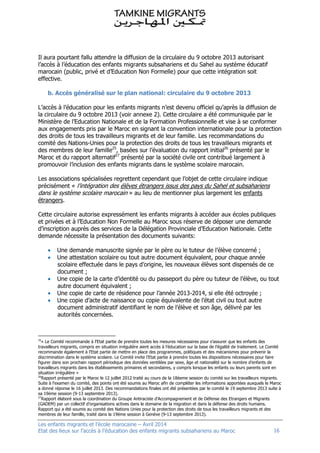 Les enfants migrants et l’école marocaine – Avril 2014
Etat des lieux sur l’accès à l’éducation des enfants migrants subsa...