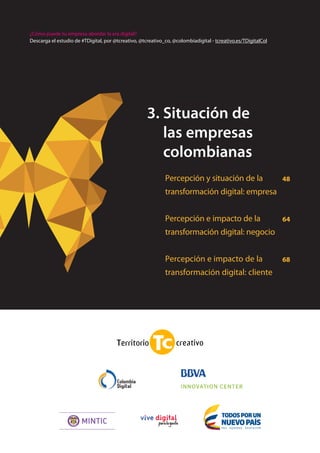 43TRANSFORMACIÓN digital
eCommerce
El estudio Digilats de JWT indicó
que un porcentaje significativo de
latinoamericanos leen y escriben
reseñas o comentarios sobre productos
que se publican en internet. En Colombia
es más habitual que en Chile, Mexico,
Argentina o Perú.
Según CMetrics, la mayoría de los
consumidores latinoamericanos tiende
a investigar productos en línea antes de
comprarlos.
LATAM
Comportamiento de consumidores
Fuente: JWT.
 