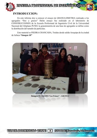 INFORME DE GRANULOMETRÍA - TECNOLOGIA DEL CONCRETO | MODULO DE FINEZA | PDF