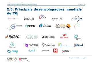 Les Tecnologies Quàntiques a Catalunya | Informe tecnològic Juny 2019 | 17
2.3. Principals desenvolupadors mundials
de TQ
Font: EIC (DGI-ACCIÓ) en base a ICFO
 