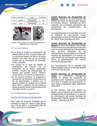 Informe trimestral Diciembre proyecto Sportpower2 Antioquia